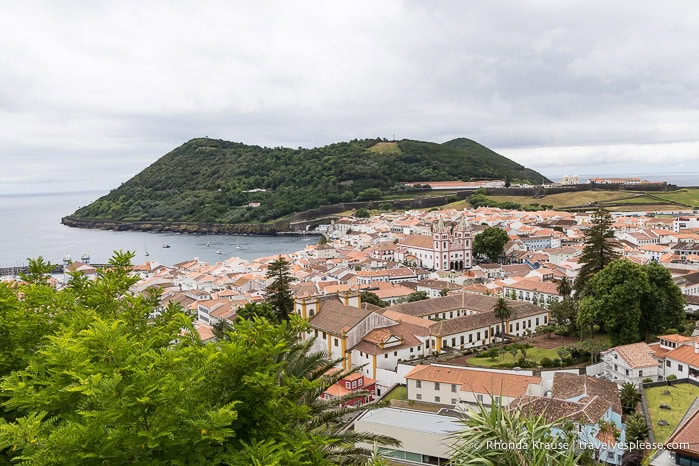Angra do Heroismo with Monte Brasil in the background. 