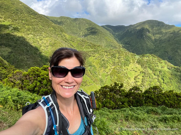 Hiking in the Serra do Topo mountains on Sao Jorge Island. 