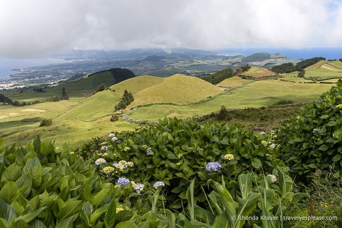 Hills and fields on Sao Miguel Island. 